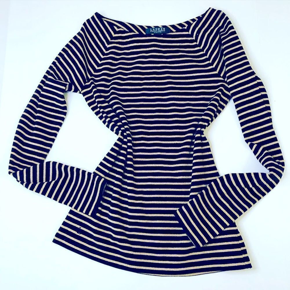 Ralph Lauren | Glitter Gold Striped & Black Shirt